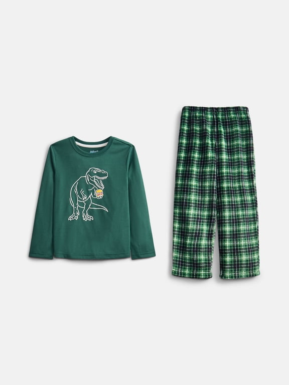 Boys Long Sleeve Top and Fleece Pants Sleep Set, 2 Piece, Sizes 4-18