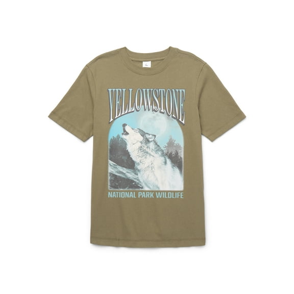 Wonder Nation Boys Yellowstone Wolf Graphic Tee, Sizes XS-XXL