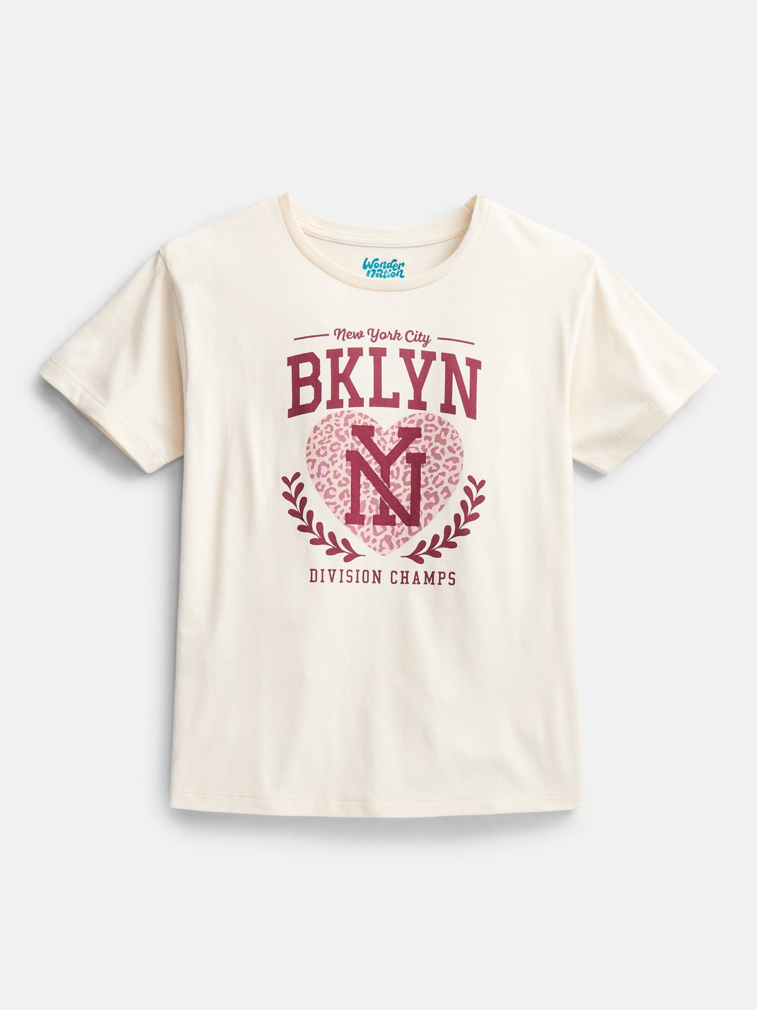Wonder Nation Girls' Graphic Brooklyn Tee with Short Sleeves, Sizes 4-18