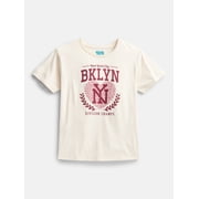 Wonder Nation Girls' Graphic Brooklyn Tee with Short Sleeves, Sizes 4-18
