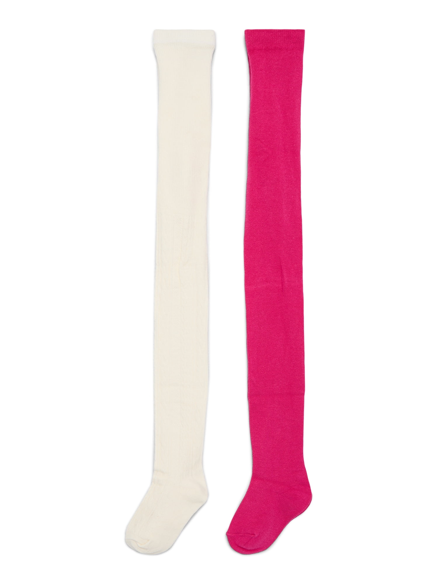 Wonder Nation Girls Cable Ribbed Tights, 2-Pack, Sizes S-L