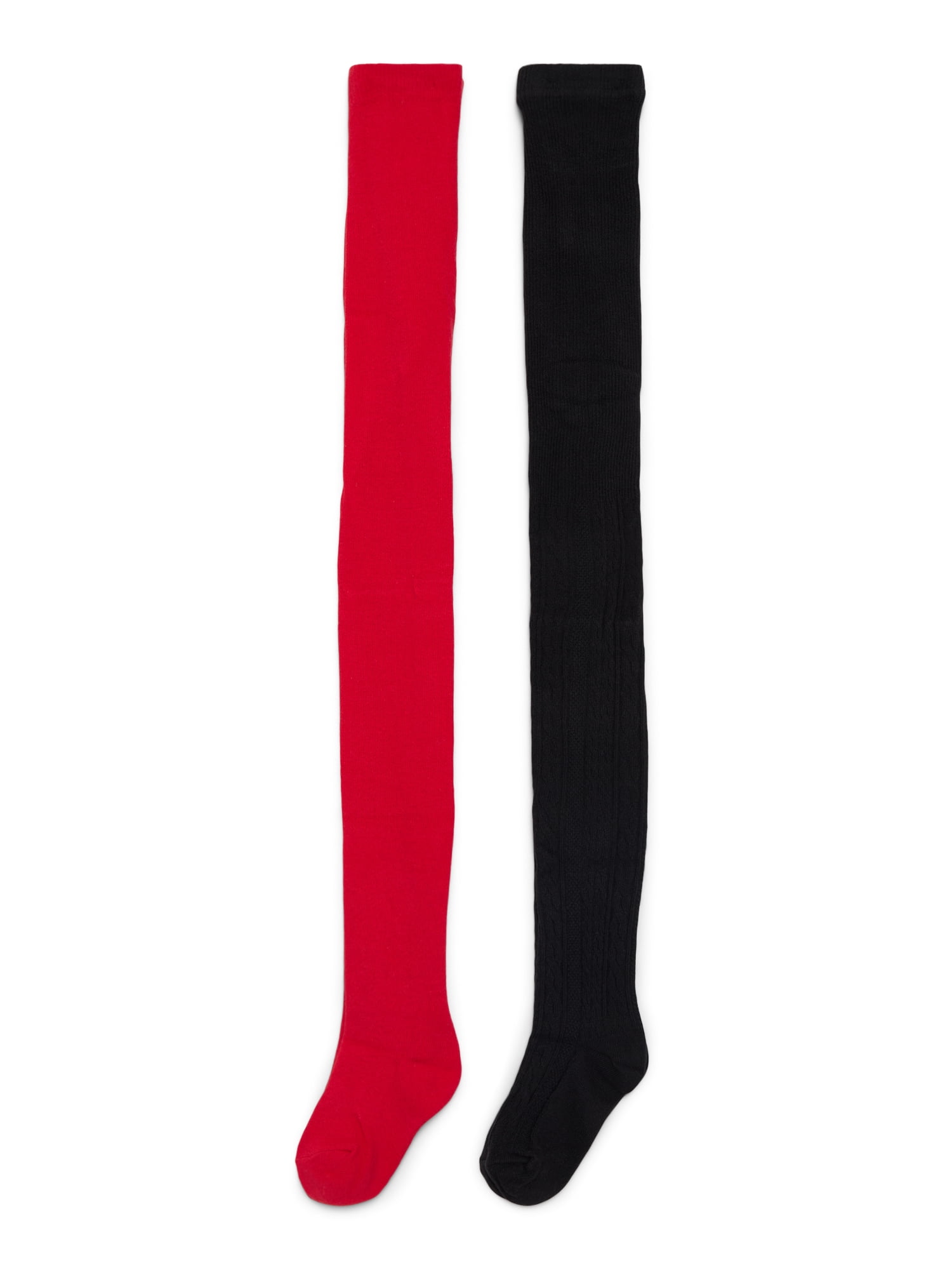 Wonder Nation Girls Cable Ribbed Tights, 2-Pack, Sizes S-L