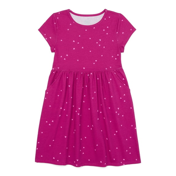 Wonder Nation Casual Round Neckline Short Sleeve Play Dress, 4-5 (Girl's)