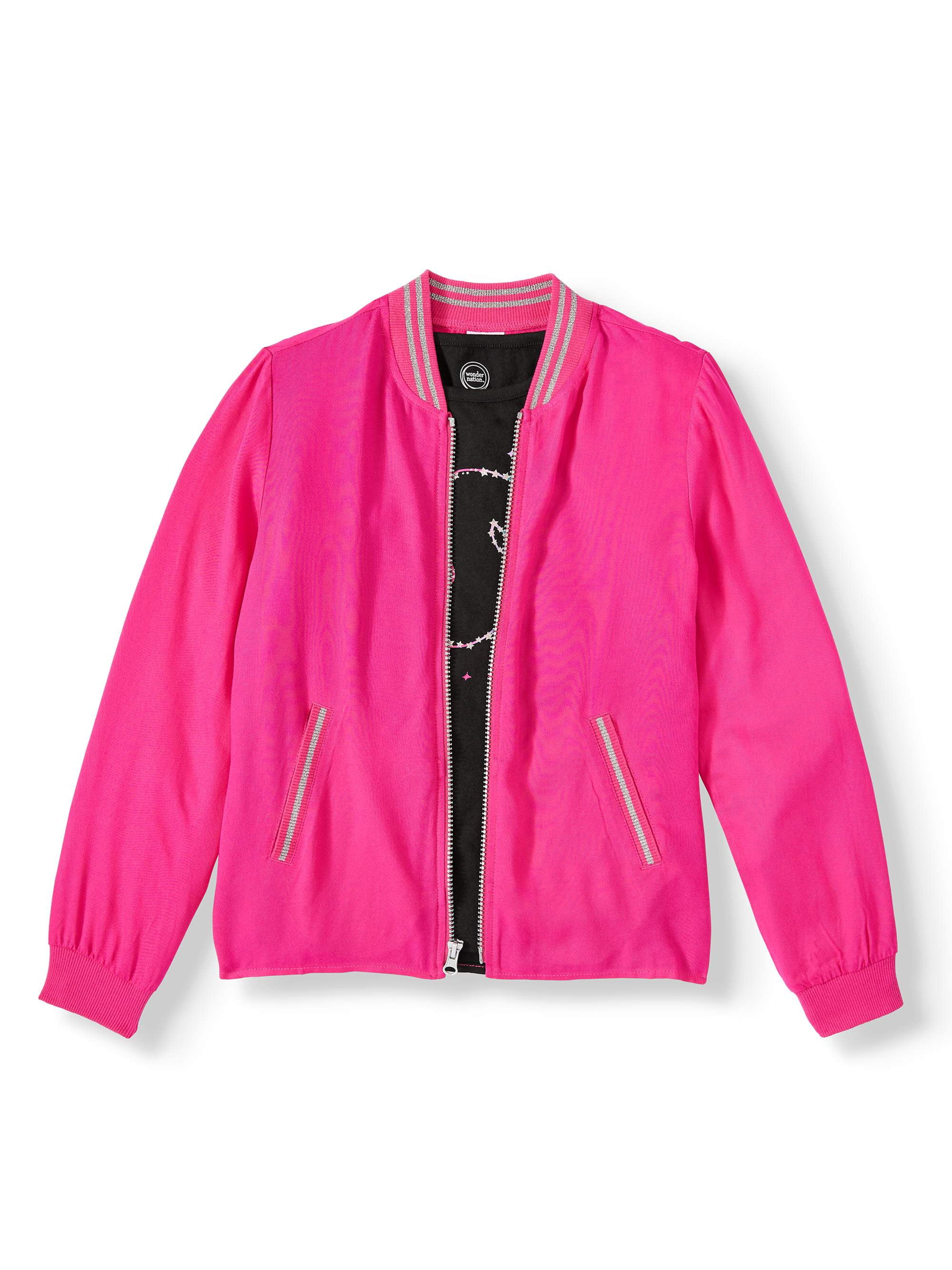 Wonder Nation Challis Bomber Jacket and Graphic T-Shirt, 2-Piece ...