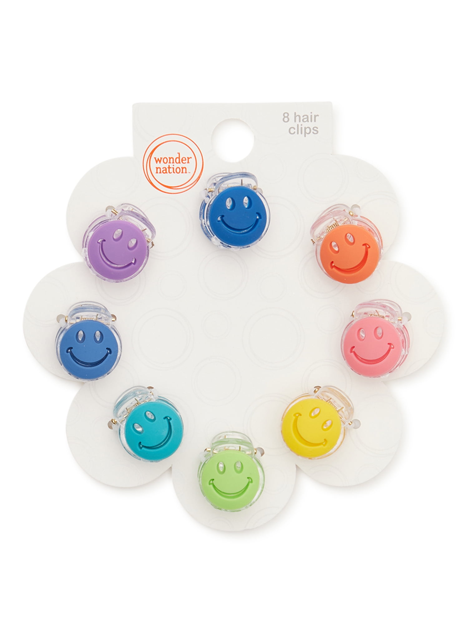 Wonder Nation Child Smiley Claw Clips, Assorted, 8 ct - Walmart.com