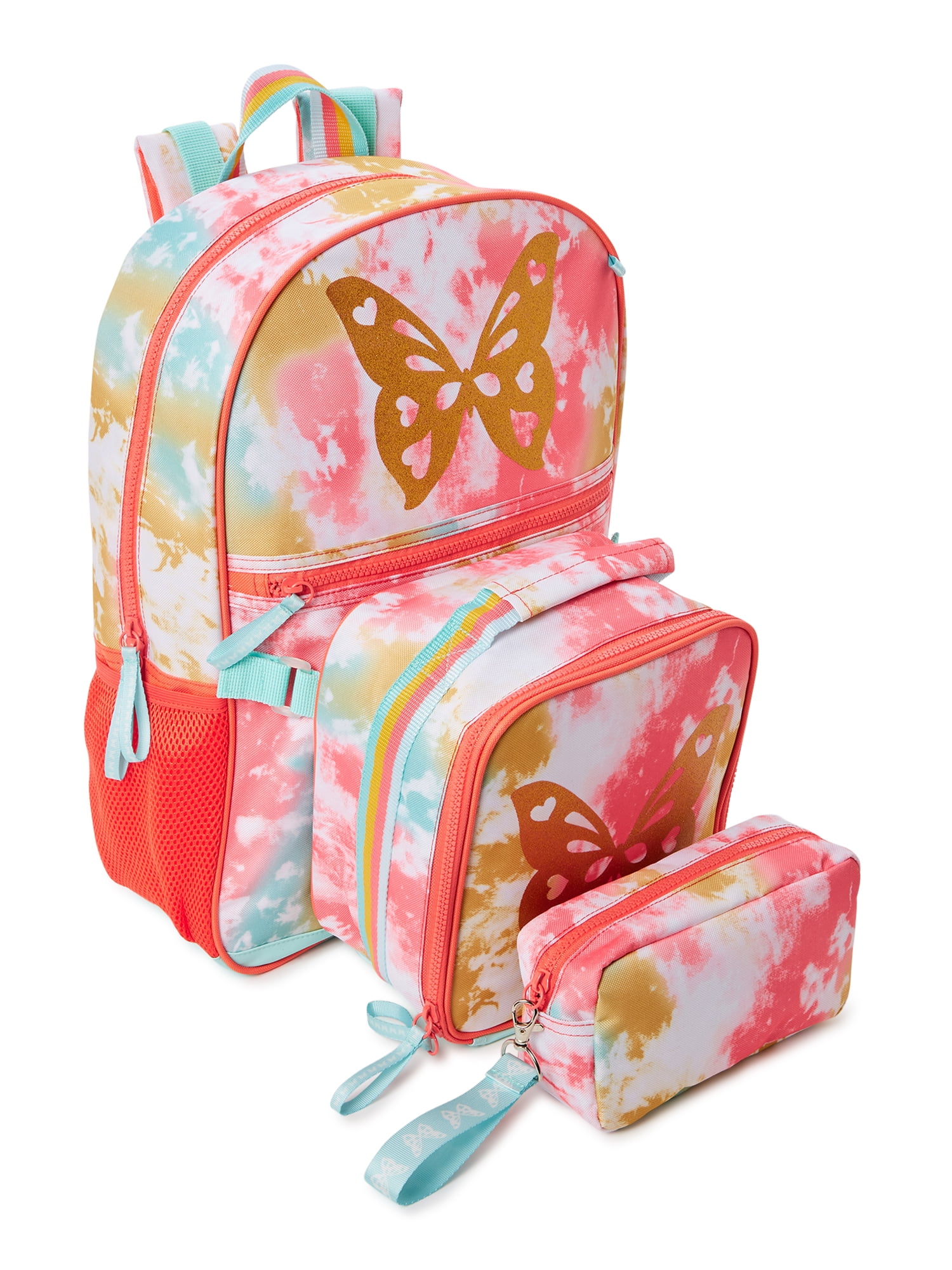 Wonder Nation Children's Backpack with Lunch Box and Pencil Case 3-Piece  Set Set Fly Free Butterfly Peach