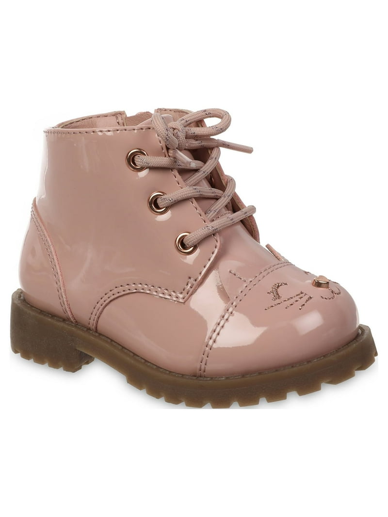Wonder Nation Infant Girls Combat Boot with Critter Face, Lace-Up