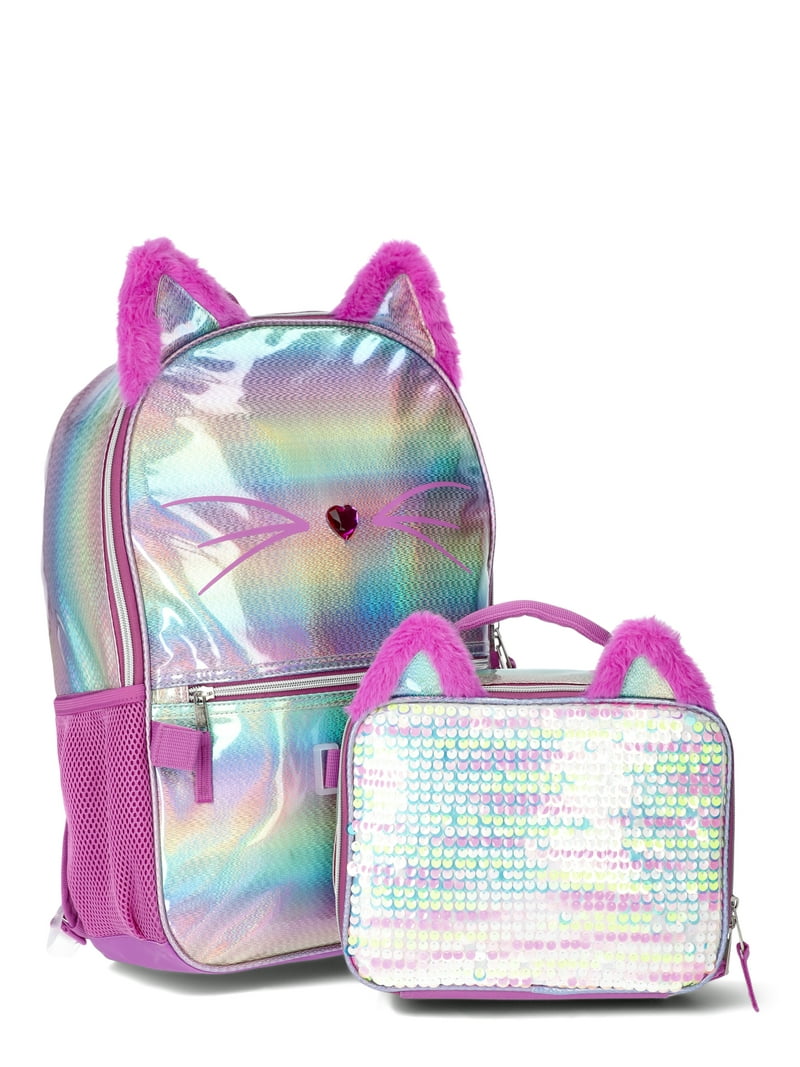 Wonder Nation Critters Rainbow Kitty Girls 17" Backpack and Lunch Bag  2-Piece Set, Multi - Walmart.com