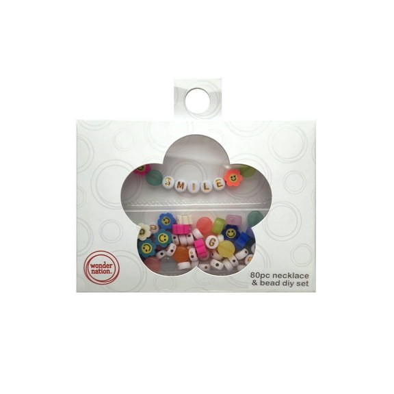 Wonder Nation DIY Smile Letter Beaded Necklace, Girls