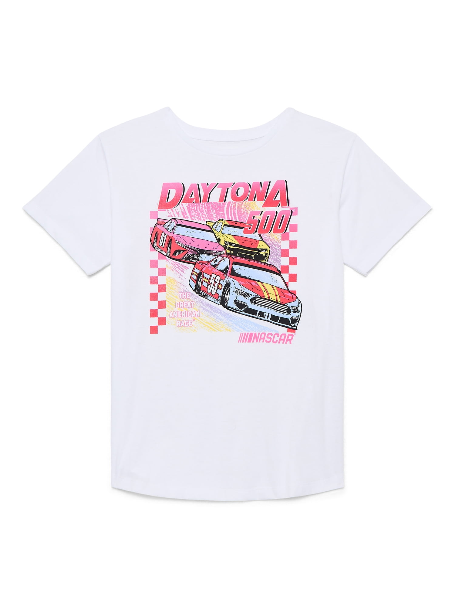 Wonder Nation Girls Nascar Pop Graphic T-Shirt with Short Sleeves, Sizes 4-18
