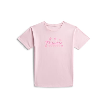 Wonder Nation Girls Delicate Paradise Graphic Tee with Short Sleeves, Sizes 4-18