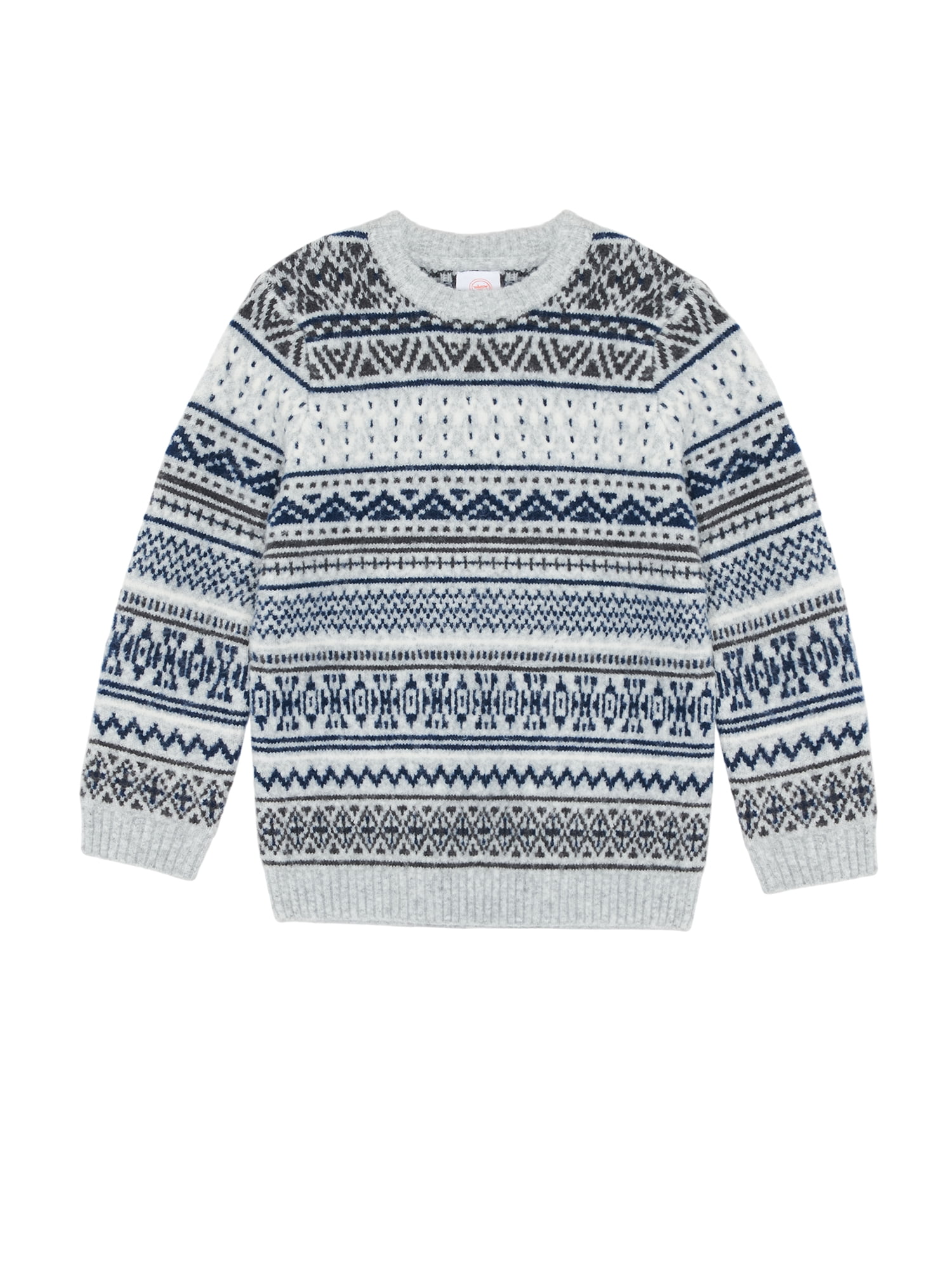 Wonder Nation Boys Fair Isle Sweater with Long Sleeves, Sizes 4-18