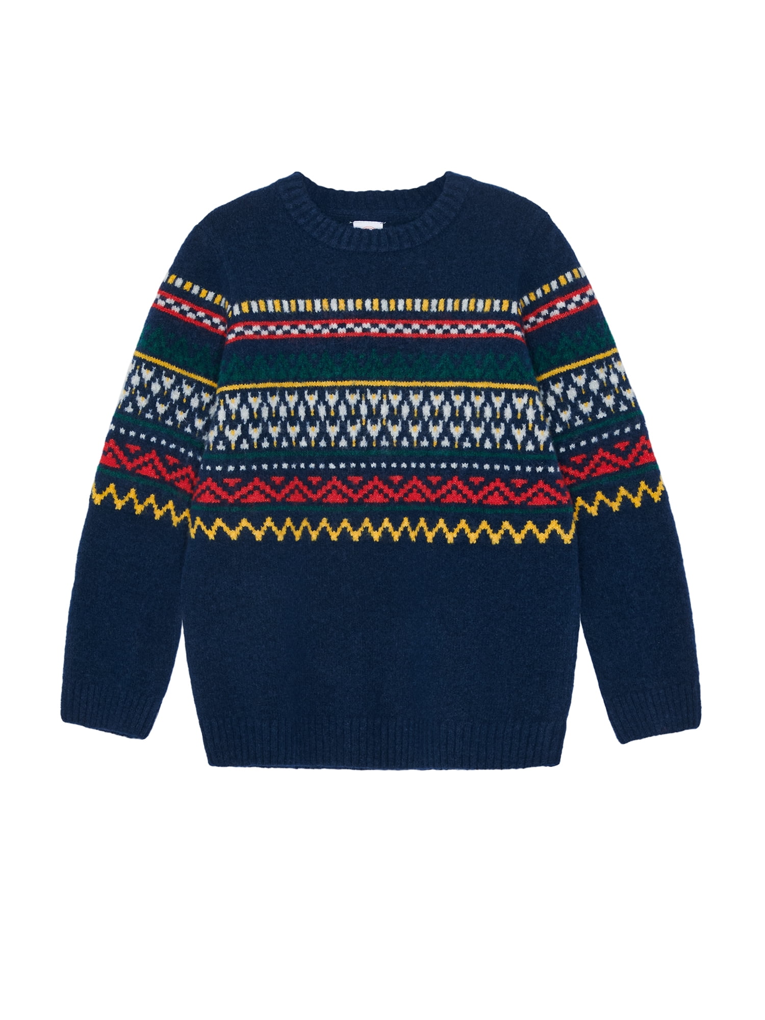 Wonder Nation Boys Fair Isle Sweater with Long Sleeves, Sizes 4-18