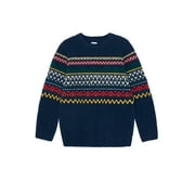 WONDER NATION Boys Fair Isle Sweater with Long Sleeves, Sizes 4-18