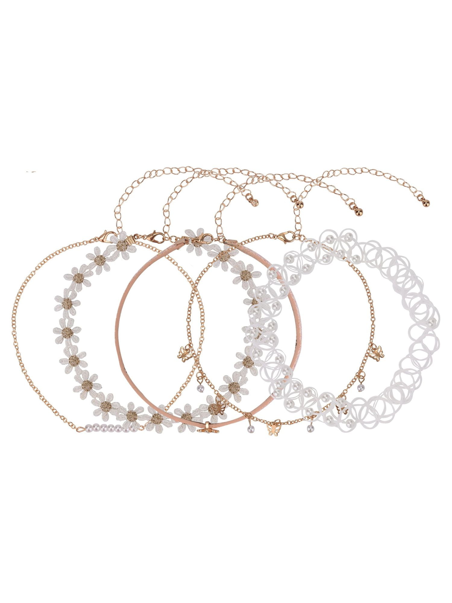 Wonder Nation Female 5pc Gold Tone Butterfly and Daisy Choker Set