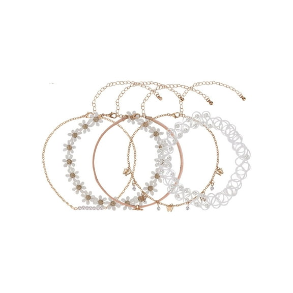 Wonder Nation Female 5pc Gold Tone Butterfly and Daisy Choker Set