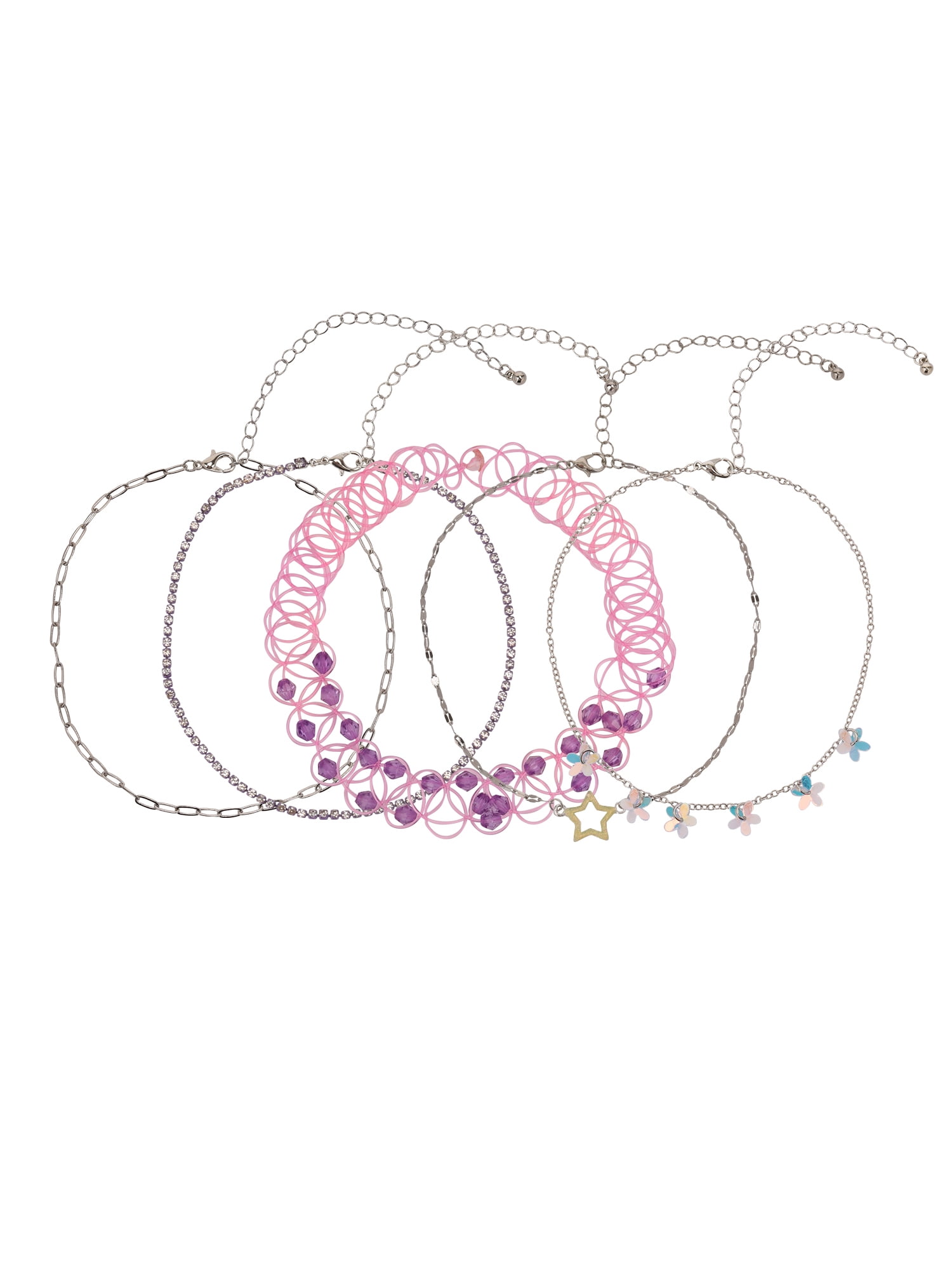 Wonder Nation Female 5pc Silver-Tone Flower and Star Choker Set
