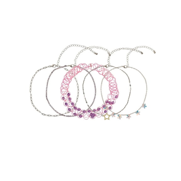 Wonder Nation Female 5pc Silver-Tone Flower and Star Choker Set