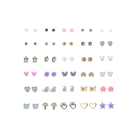Wonder Nation Female Multicolored Variety Butterfly Stud Earring Set, 30 Pack