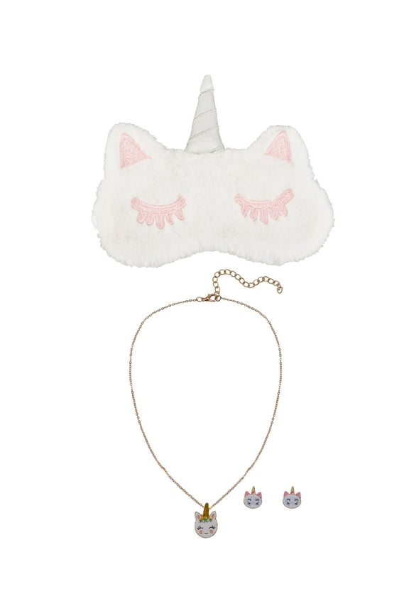 Female Unicorn Sleep Mask with Necklace & Earring Set