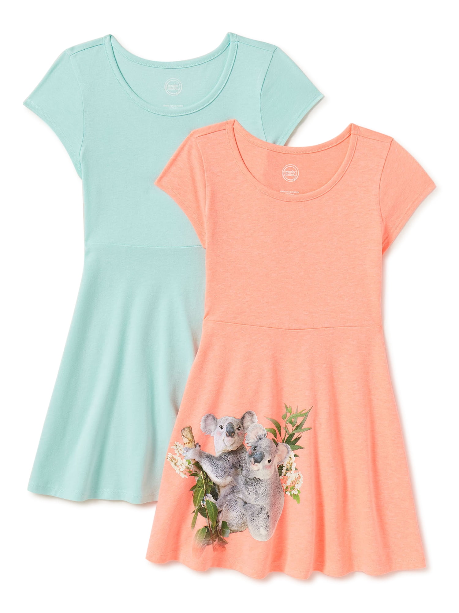 Wonder Nation Fit Flare Crew Neck Short Sleeve Dress Big Girls