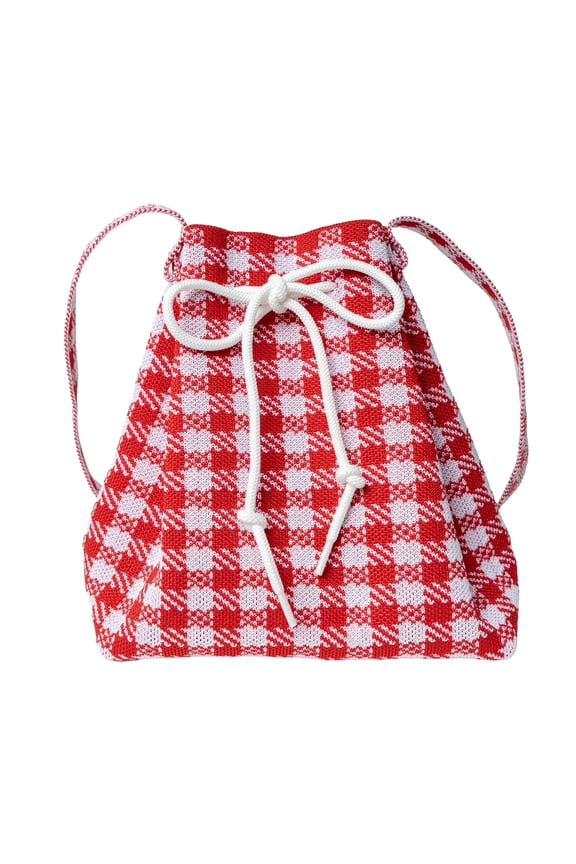 Gingham Drawstring Bag