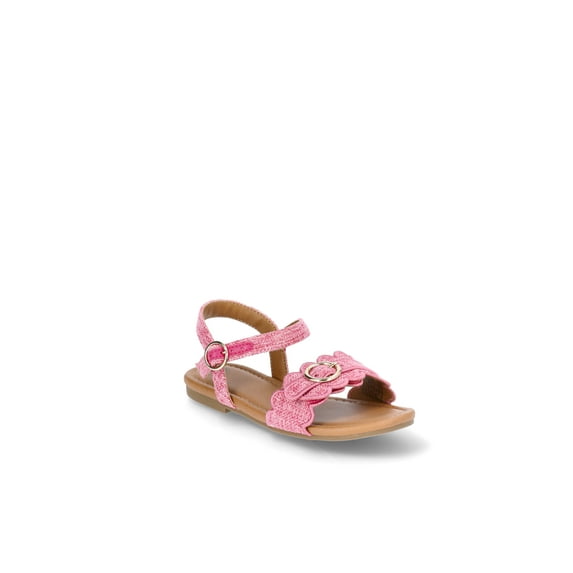 Wonder Nation Girl Scalloped 2 Strap Raffia Sandals