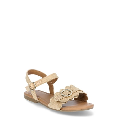 Wonder Nation Girl Scalloped 2 Strap Raffia Sandals