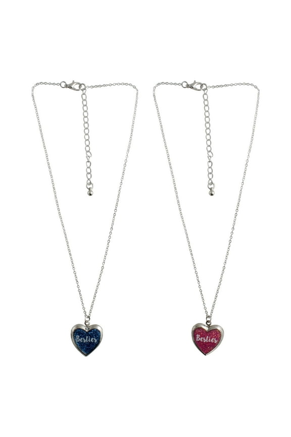 Girl's 2 Piece "Besties" Heart Pendant Necklace Set