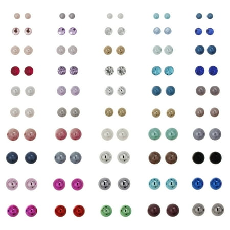 Wonder Nation Girl's 50 Piece Multicolored Stud Earring Set