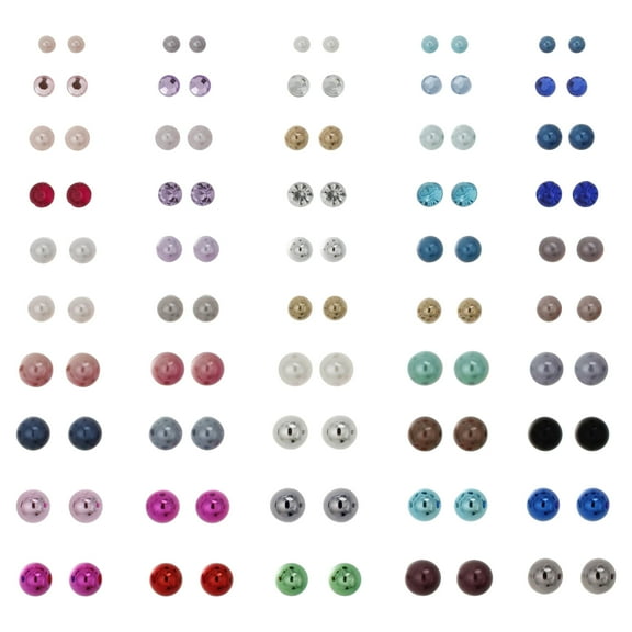 Wonder Nation Girl's 50 Piece Multicolored Stud Earring Set