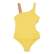 Girls Asymmetrical Embossed One Piece Swimsuit, Sizes 4-16