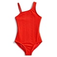 thumbnail image 1 of Wonder Nation Girls Asymmetrical Eyelet One Piece Swimsuit, Sizes 4-16, 1 of 3
