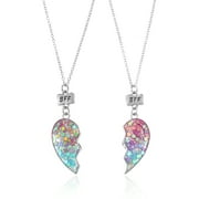 Wonder Nation Girl's BFF Heart Necklace Set, Friendship Necklaces, Set of 2
