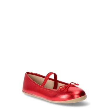 Wonder Nation Little Girls and Big Girls Bow Ballet Flat Shoes