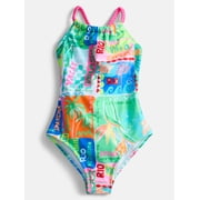 Girls Cross-Back Strap Print Swim One-Piece, Sizes 4-16