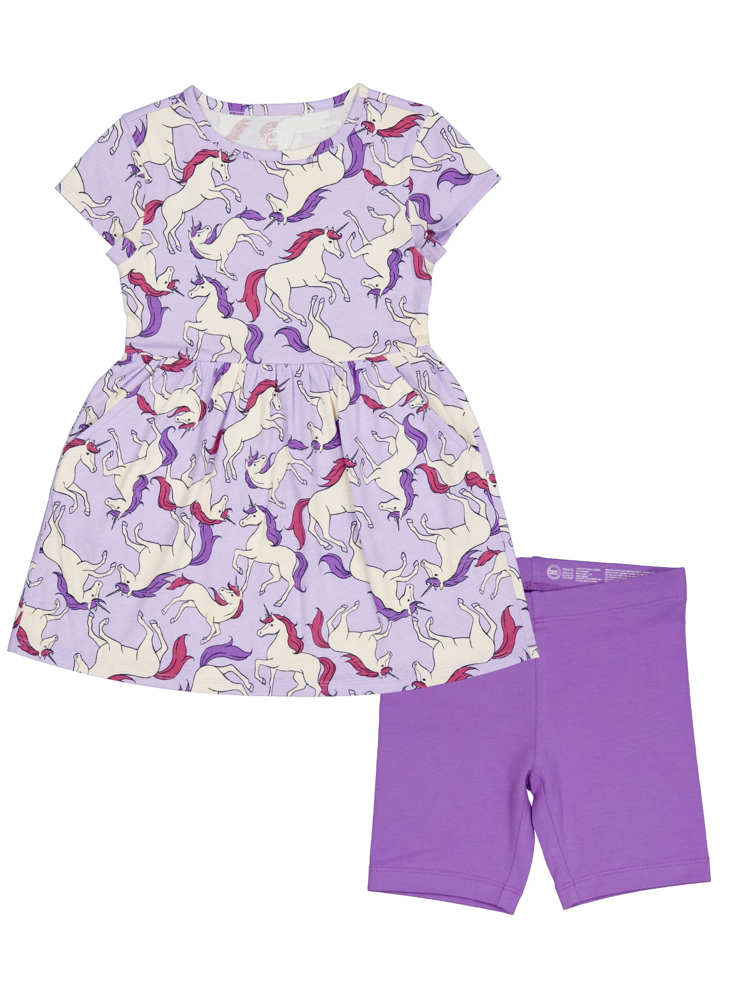 Wonder Nation Girls Dress and Biker Shorts Set, 2-Piece, Sizes 4-18 & Plus
