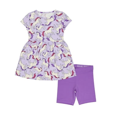 Wonder Nation Girls Dress and Biker Shorts Set, 2-Piece, Sizes 4-18 & Plus