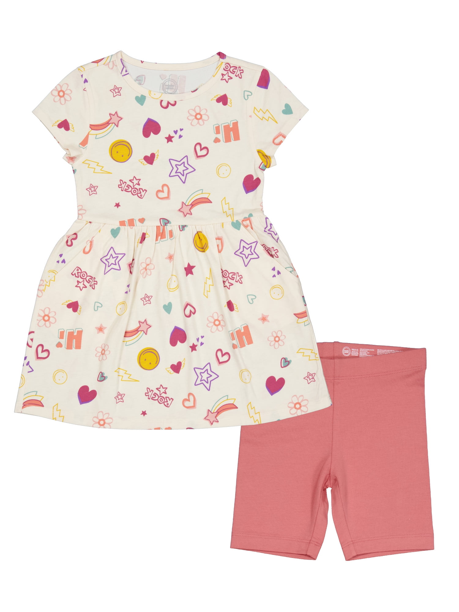 Girls Dress and Biker Shorts Set, 2-Piece, Sizes 4-18 & Plus