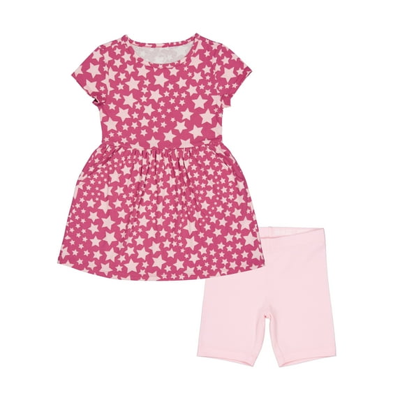 Wonder Nation Girls Dress and Biker Shorts Set, 2-Piece, Sizes 4-18 & Plus