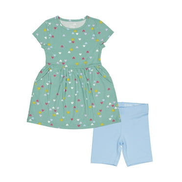 Wonder Nation Girls Dress and Biker Shorts Set, 2-Piece, Sizes 4-18 & Plus