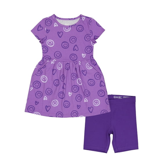 Wonder Nation Girls Dress and Biker Shorts Set, 2-Piece, Sizes 4-18 & Plus