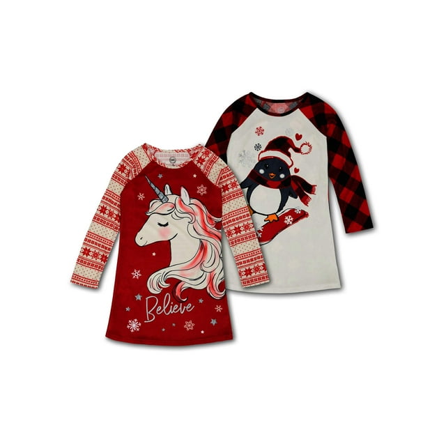 Wonder Nation Girl's Exclusive Super Soft Long Sleeve Pajama Nightgown