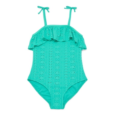 Wonder Nation Girls Eyelet One Piece Swimsuit, Sizes 4-16