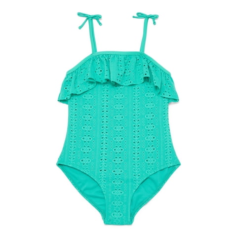 Girls Eyelet One Piece Swimsuit, Sizes 4-16