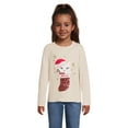 thumbnail image 1 of Wonder Nation Girl’s Long Sleeve Embellished Holiday T-Shirt, Sizes 4-18, 1 of 5