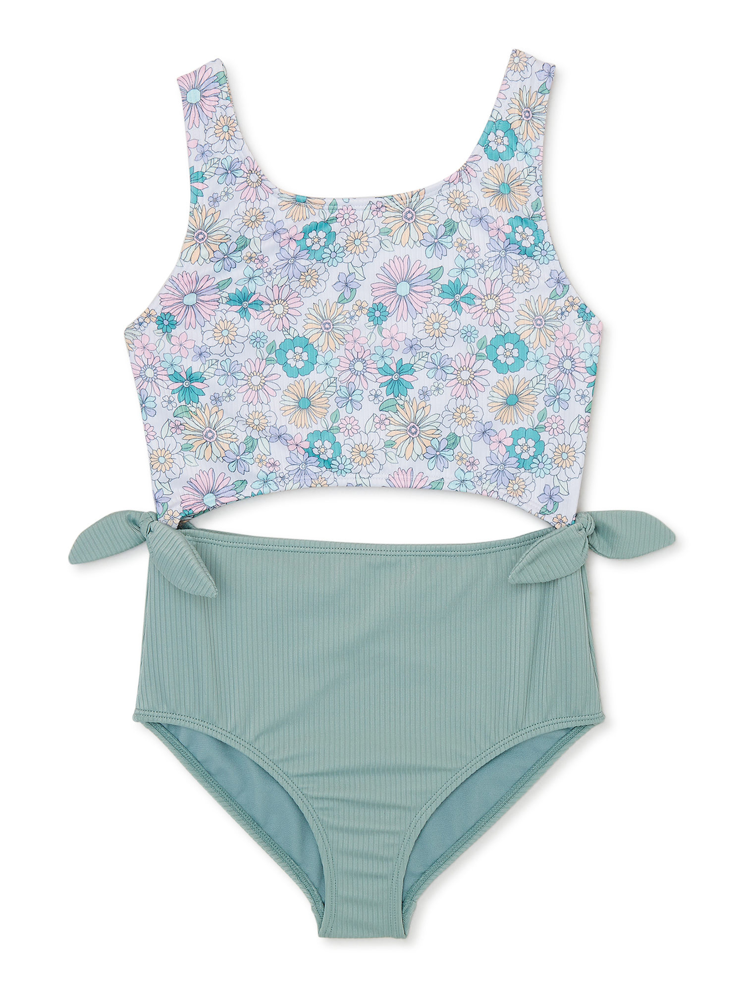 Wonder Nation Girl's Side Tie Swimsuit, 1-Piece, Sizes 4-18 & Plus - image 1 of 3