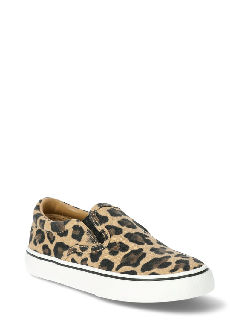 Wonder Nation Girl's Leopard Print Slip-On Sneakers with Memory
