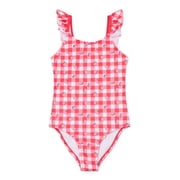Girls Strawberry Gingham One Piece Swimsuit, Sizes 4-16