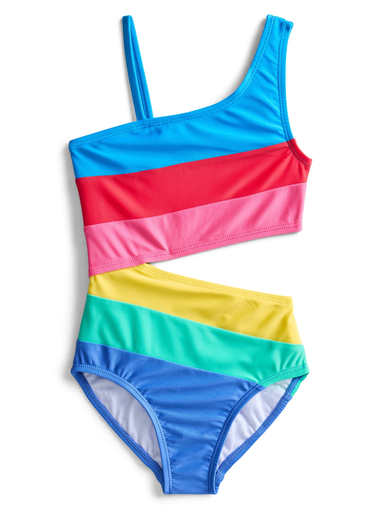 Wonder Nation Girls Stripe Cutout One Piece Swimsuit, Sizes 4-16